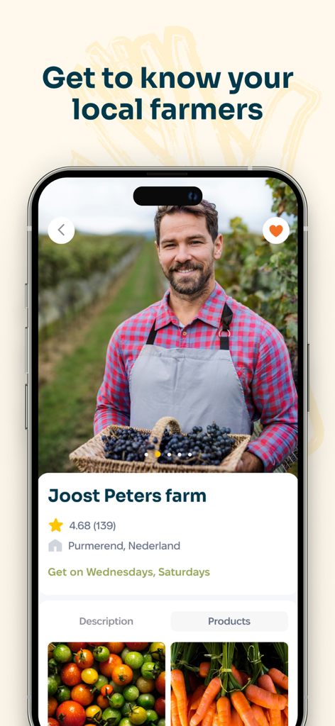 FarmToHome: Buy from Farmers - Farmer profile page on FarmToHome app showing a local farmer profile with fresh produce