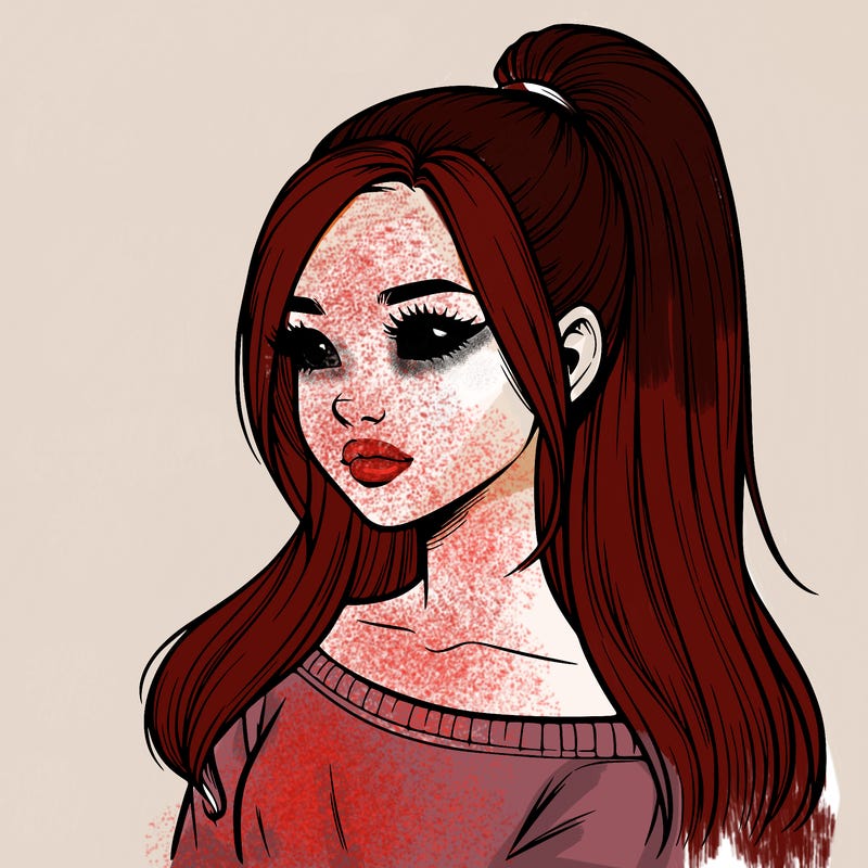 realistic girl with a high ponytail