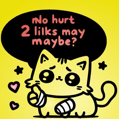 cute cat thats been hurt saiying 2 likes maybe