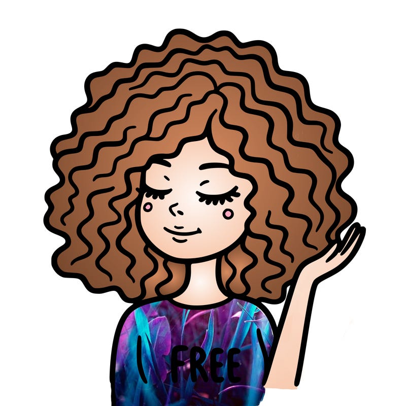 free woman with curly hair