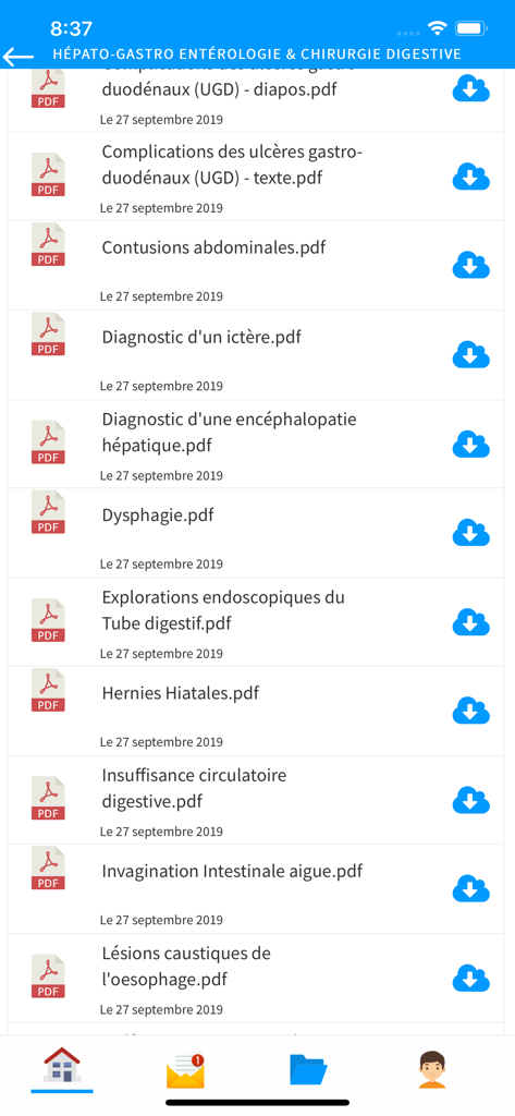 Manuel Universitaire - Eine Liste medizinischer Studienunterlagen und PDF-Dateien für Universitätsstudenten in der Manuel Universitaire App