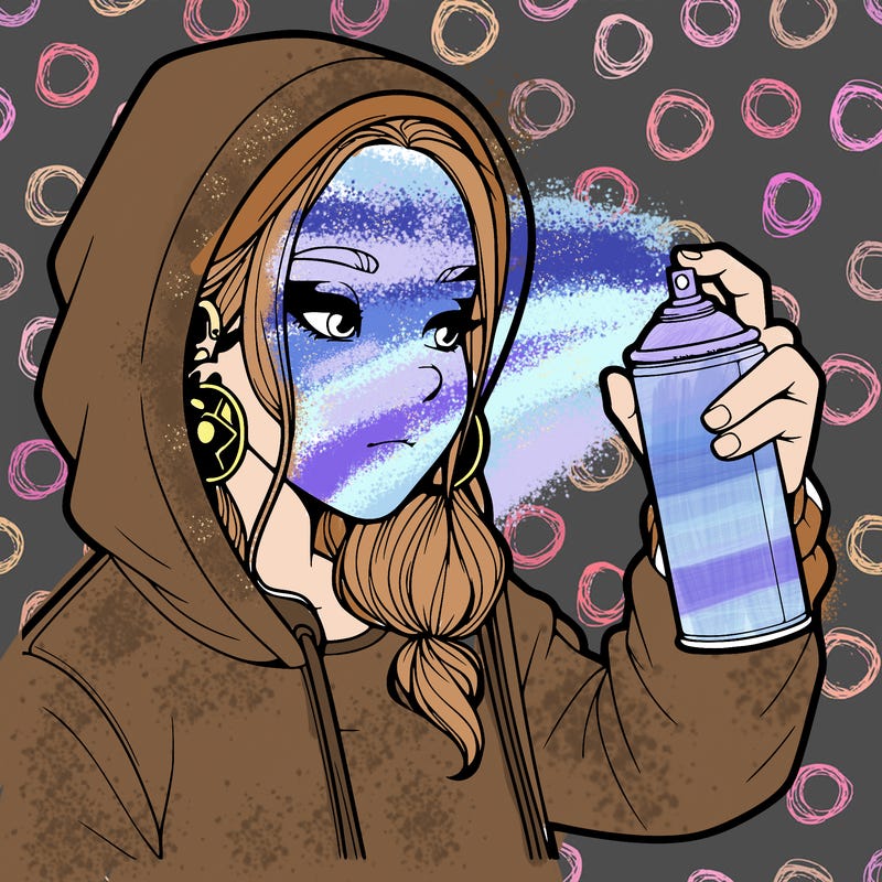 a realistic girl, spray painting