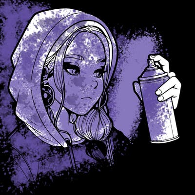 a realistic girl, spray painting