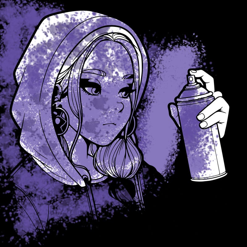 a realistic girl, spray painting
