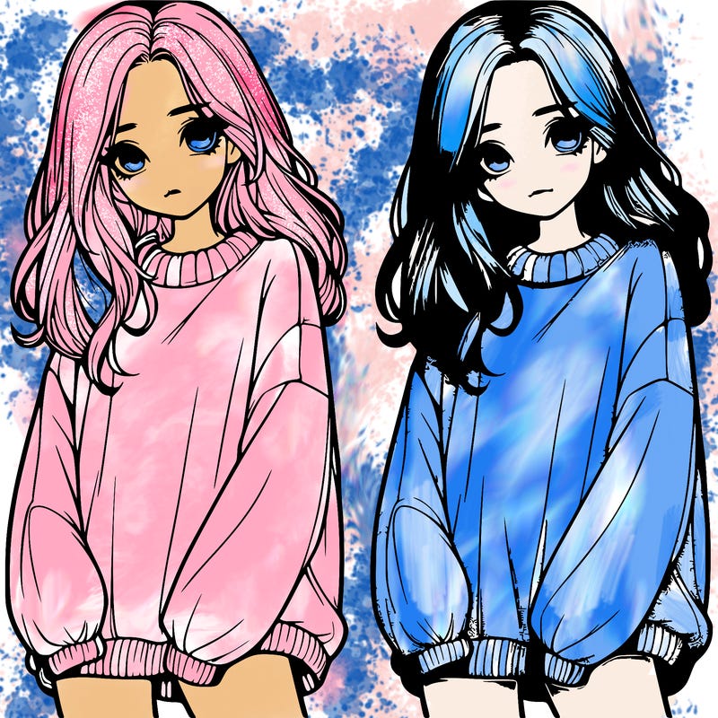 realistic girl with baggy sweater