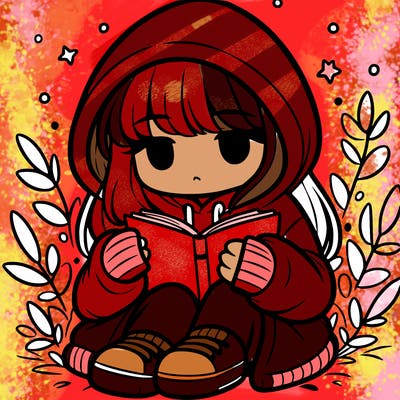 girl in oversized hoodie reading a book
