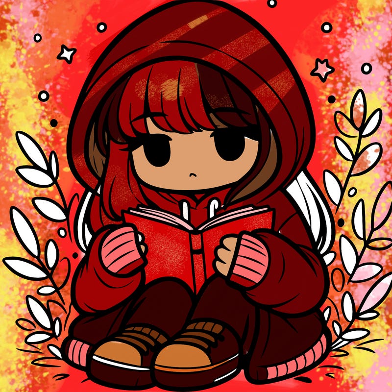girl in oversized hoodie reading a book