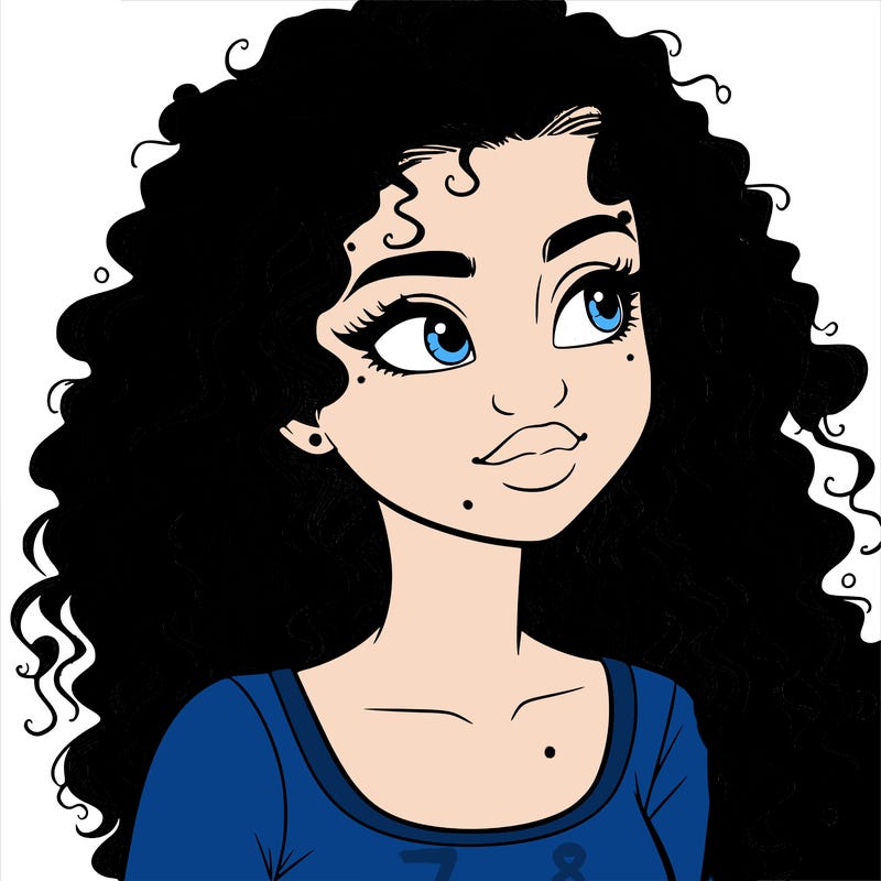 realistic girl with curly hair