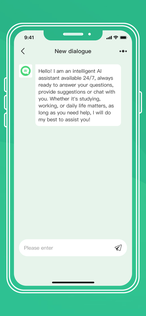 Doppelgänger Assistant - Schermata della chat dell'assistente AI nell'app mobile Doppelganger Assistant.