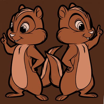 two tamias standing up split realistic