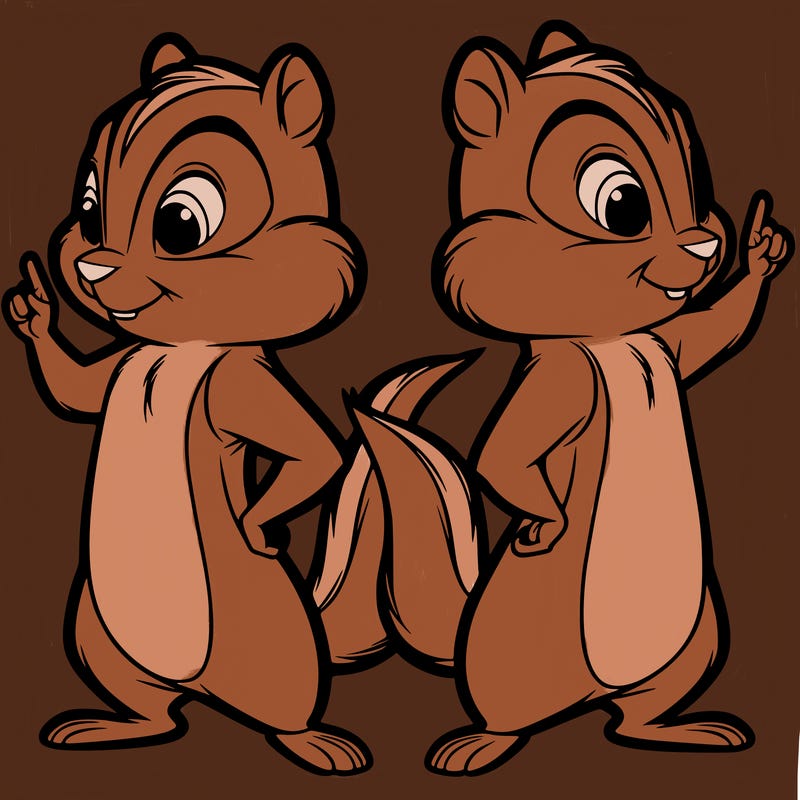 two tamias standing up split realistic