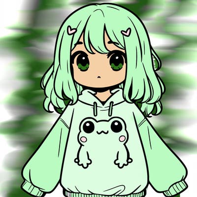 girl wearing frogging sweatshirt