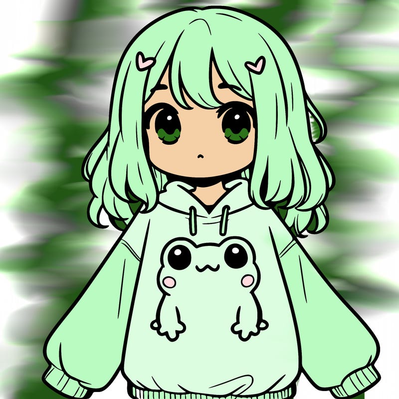 girl wearing frogging sweatshirt