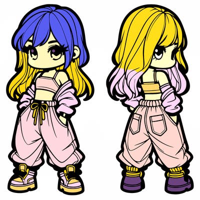 girl in crop top and baggy pants