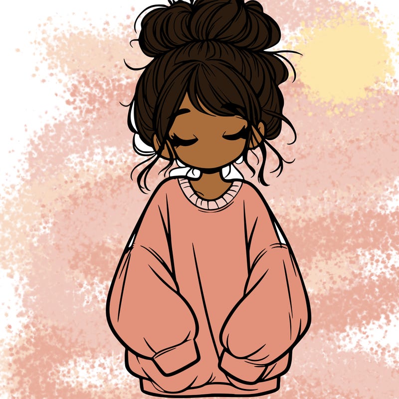 girl with baggy sweatshirt and messy bun
