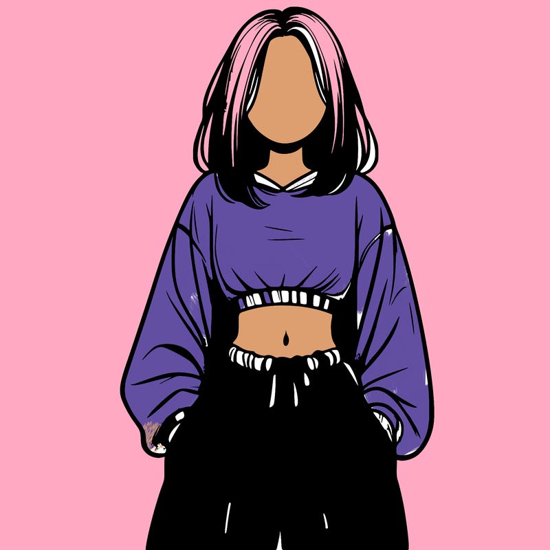 realistic girl faceless with baggy pants and a crop top