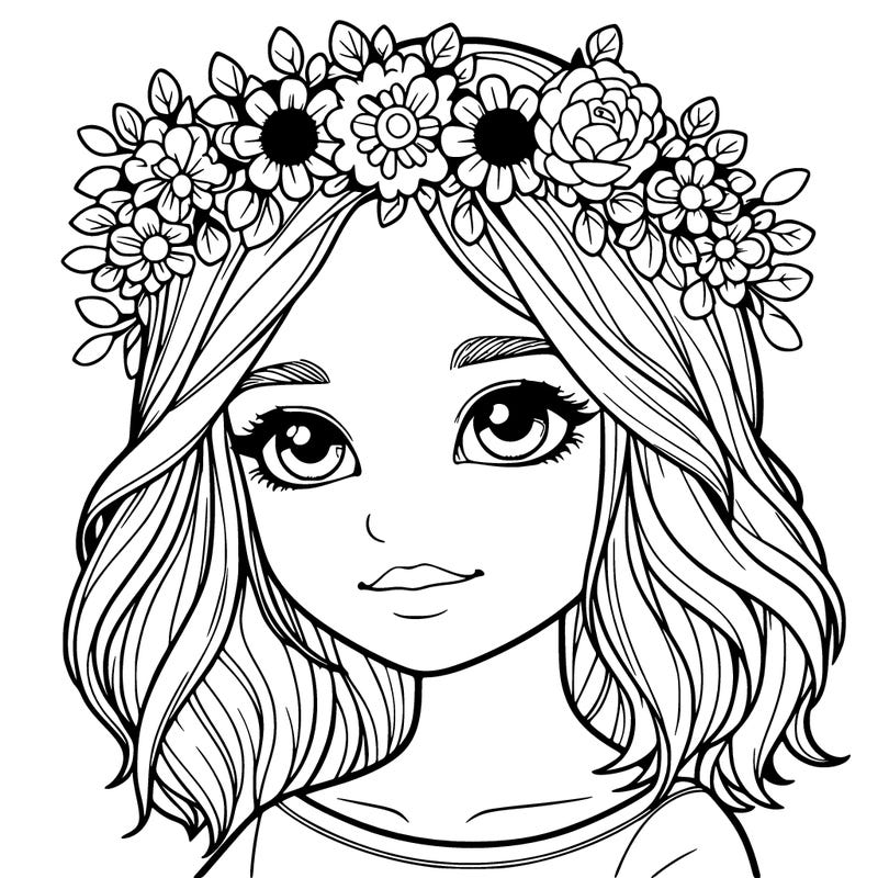 realistic girl with a flower crown