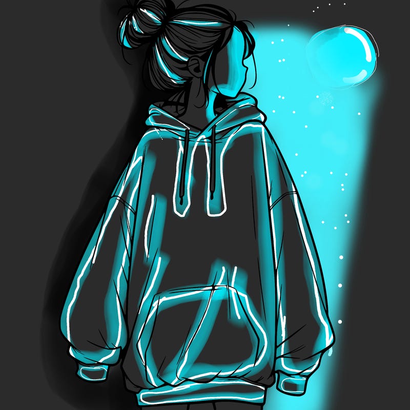 realistic girl with a oversized sweatshirt on and a bun