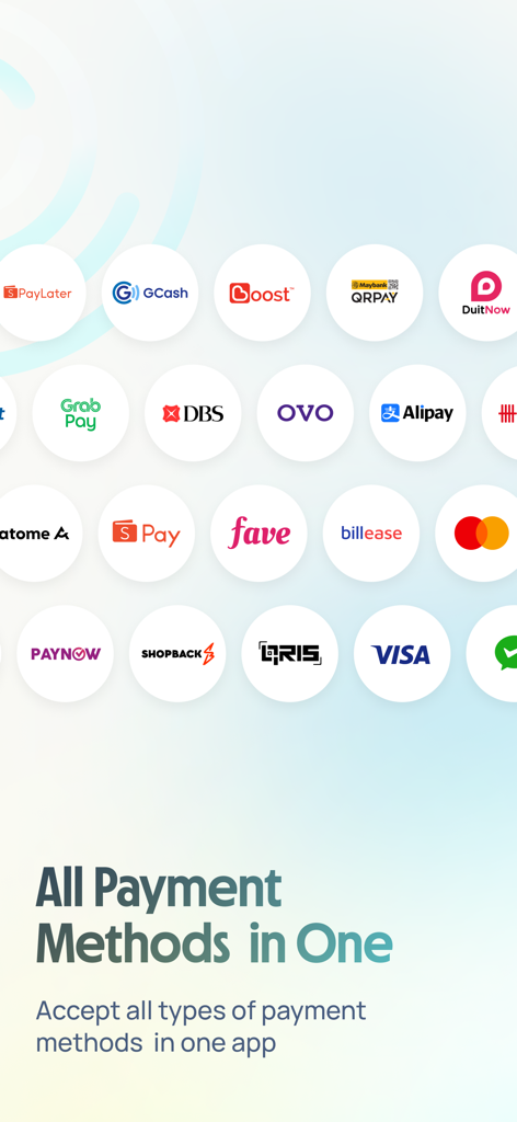 A collection of logos for various payment methods including Visa Mastercard and local e-wallets supported by HitPay