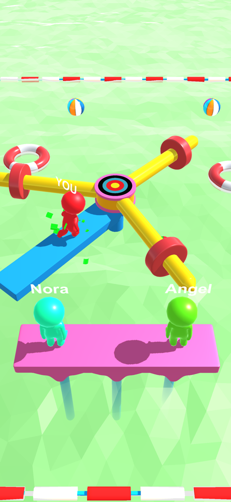 WipeOut Run - WipeOut Runで水上の回転障害物を避けるキャラクター