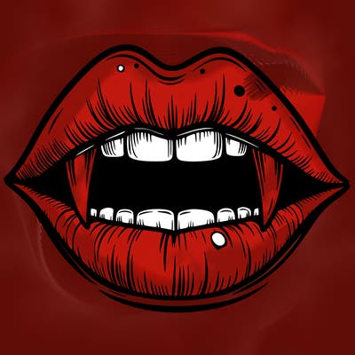 lips with vampire teeth