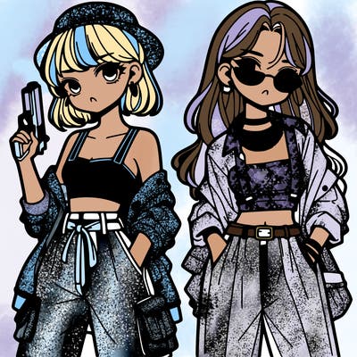 stylish girls with a gun