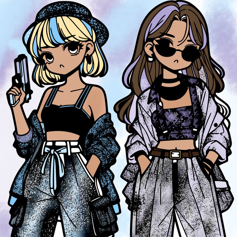 stylish girls with a gun