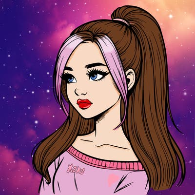 realistic girl with a high ponytail