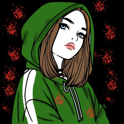 a realistic girl in a hoodie