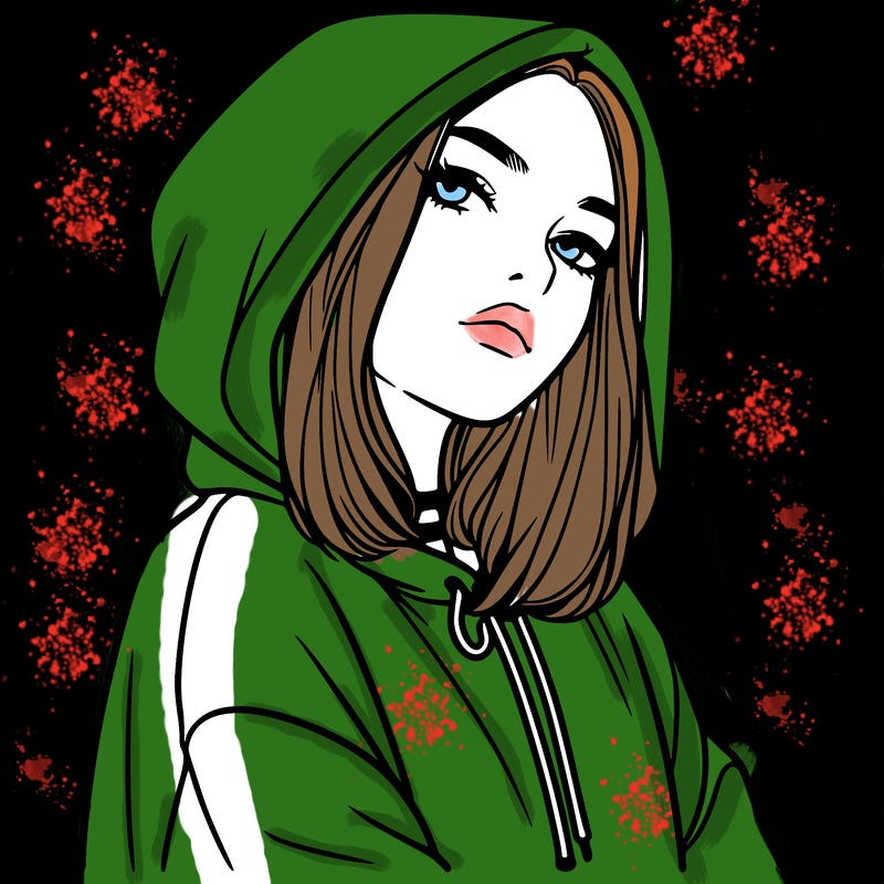 a realistic girl in a hoodie