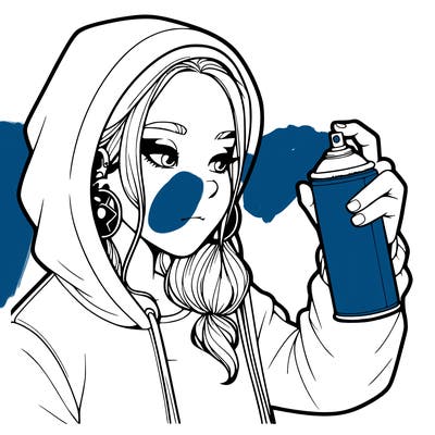 a realistic girl, spray painting