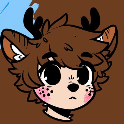 a humanoid deer with soft fluffy ears