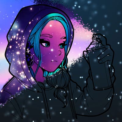 a realistic girl, spray painting