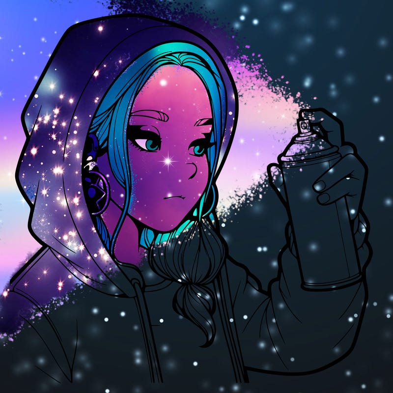 a realistic girl, spray painting