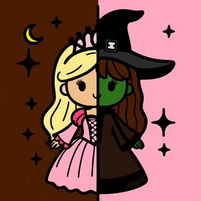 split princess and witch