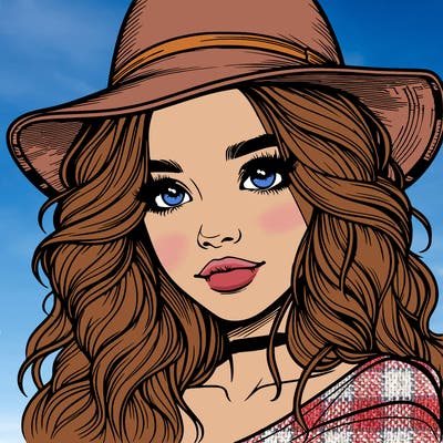 realistic girl with hat