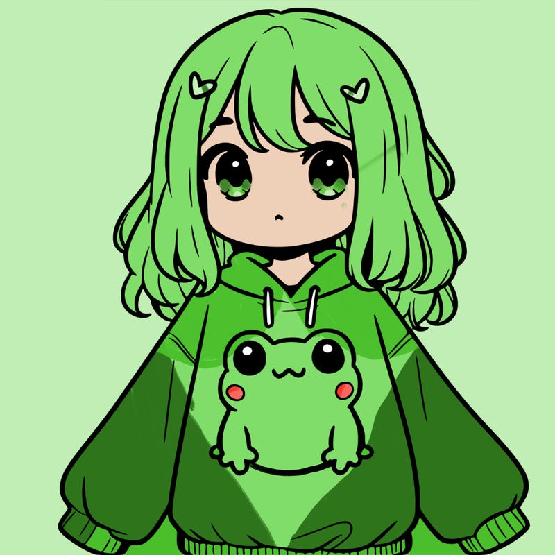 girl wearing frogging sweatshirt