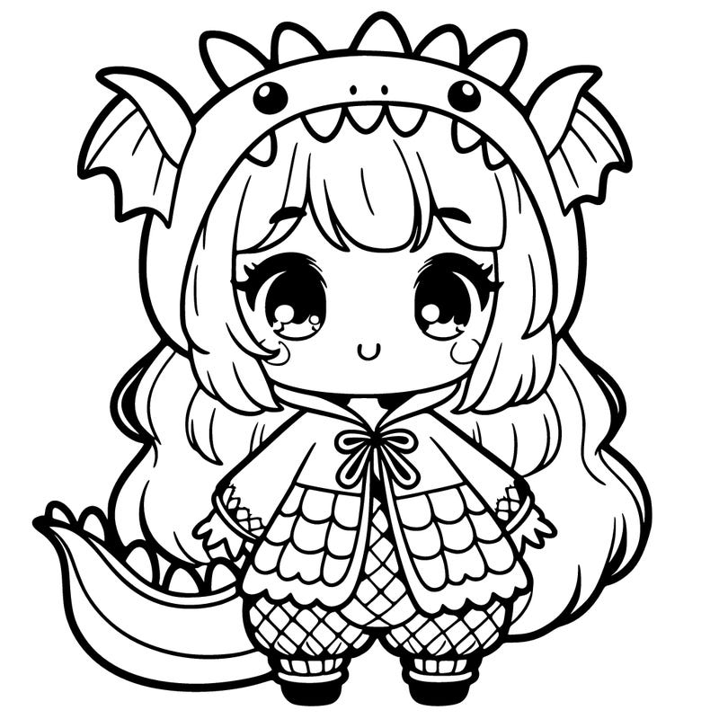 a cute girl wearing a dragon outfit
