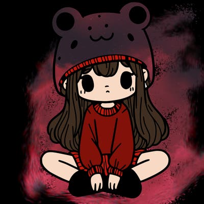 a girl wearing a frog hat and some frog socks