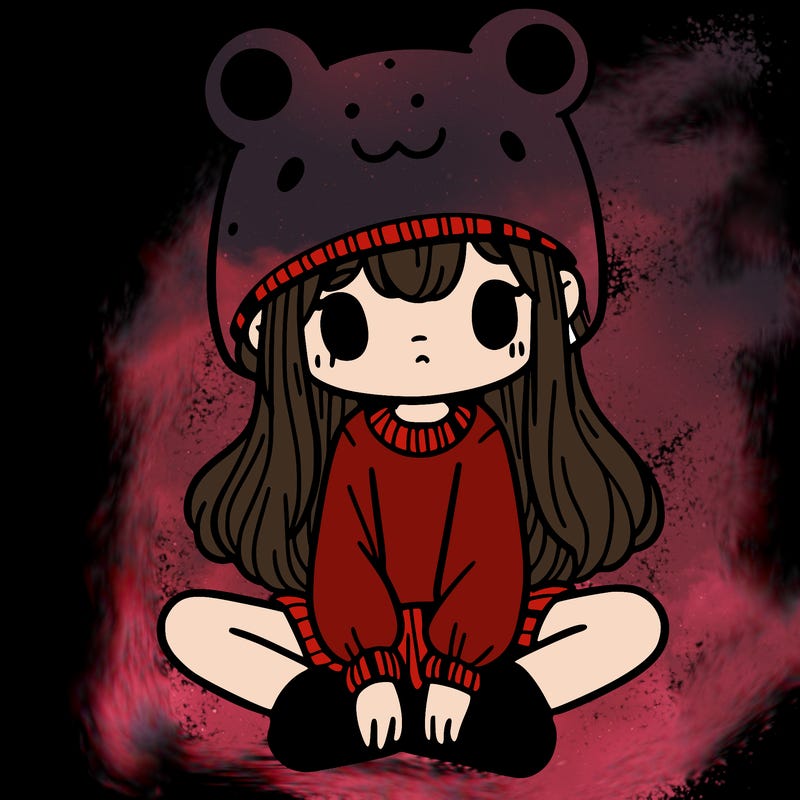 a girl wearing a frog hat and some frog socks