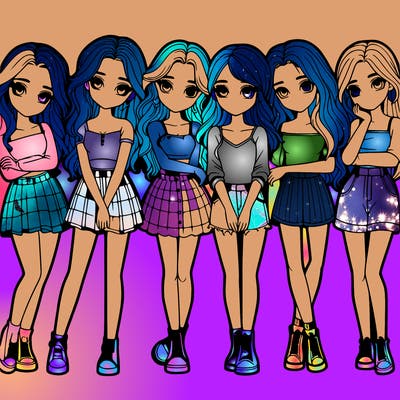 a group of girls realistic