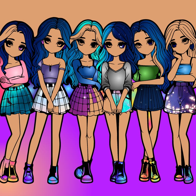 a group of girls realistic