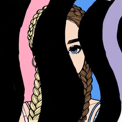 realistic girl with braids