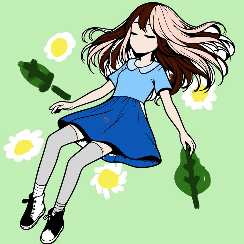 realistic girl floating