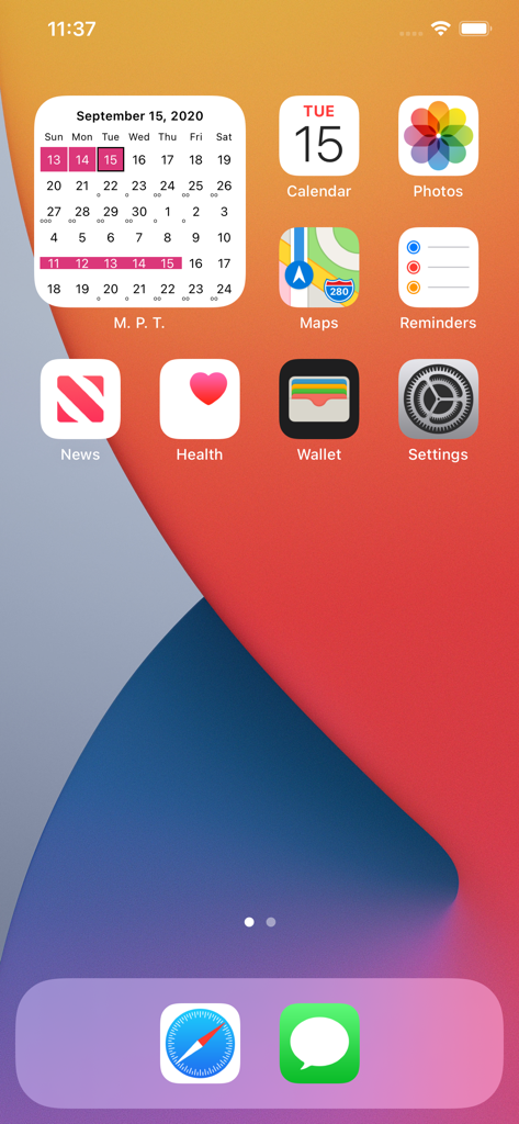 Widget de Menstrual Period Tracker Pro en la pantalla de inicio de un iPhone