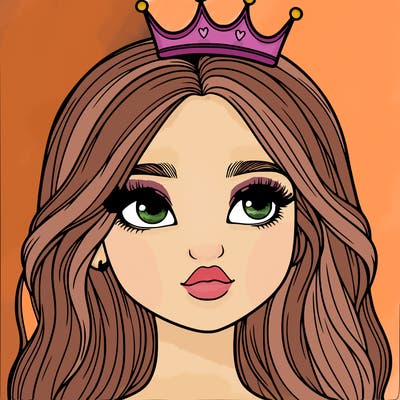 a realistic girl with a crown on