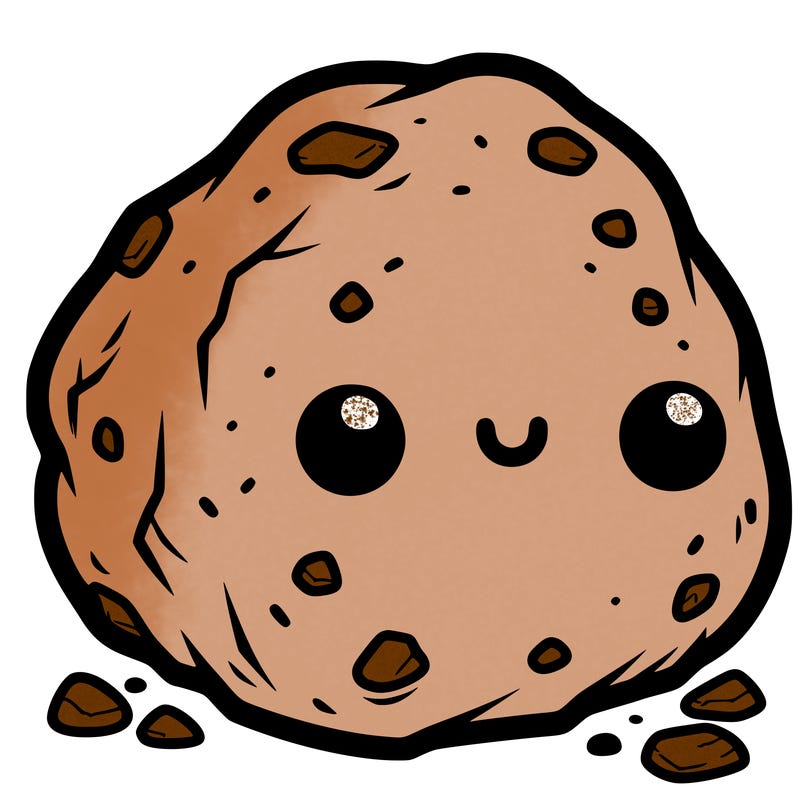 rock with a little face