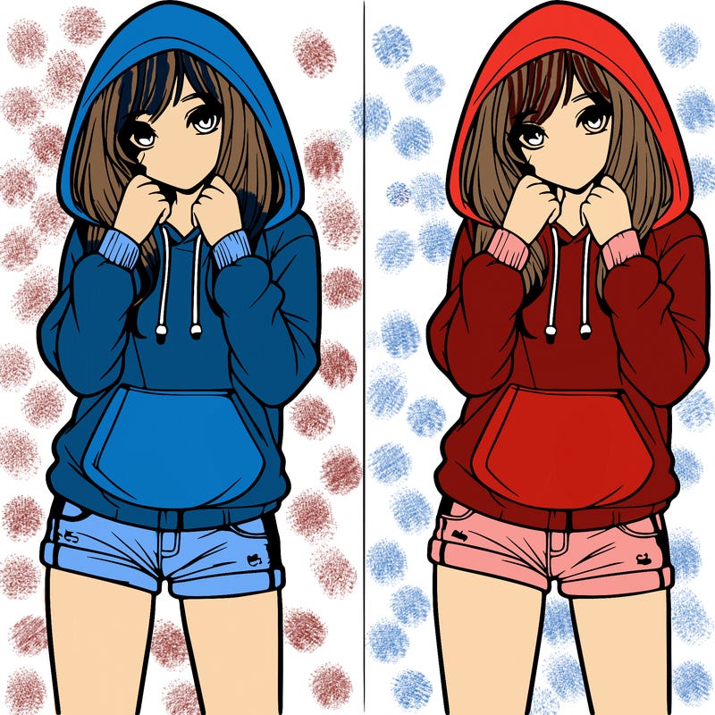 realistic girl in shorts and hoodie