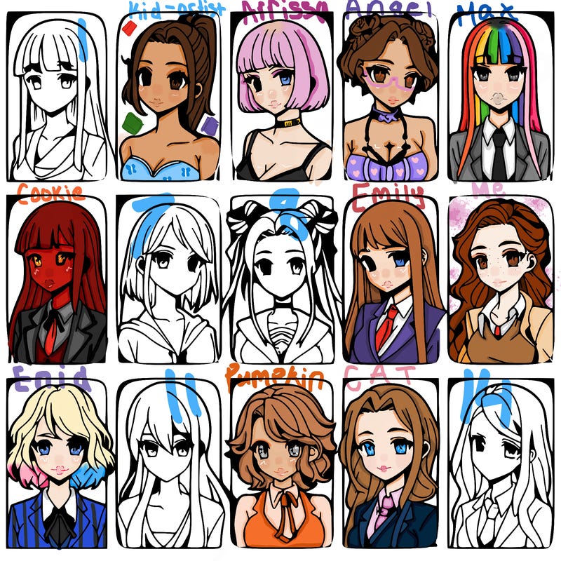 girls that look diffrent anime