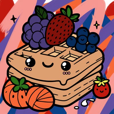 simple waffle with fruit